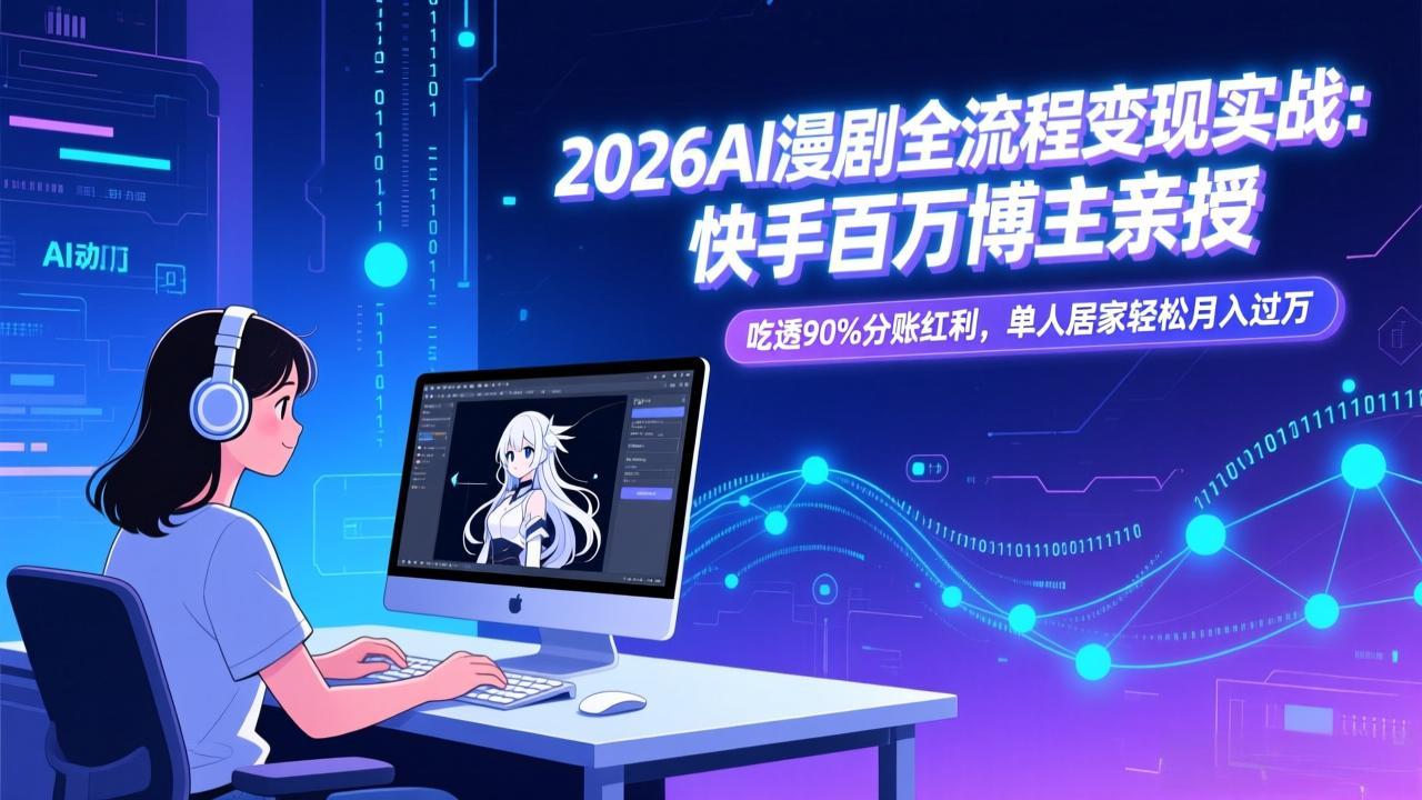 2026AI漫剧全流程变现实战：快手百万博主亲授，吃透90%分账红利，单人居家轻松月入过万-小鹏项目网