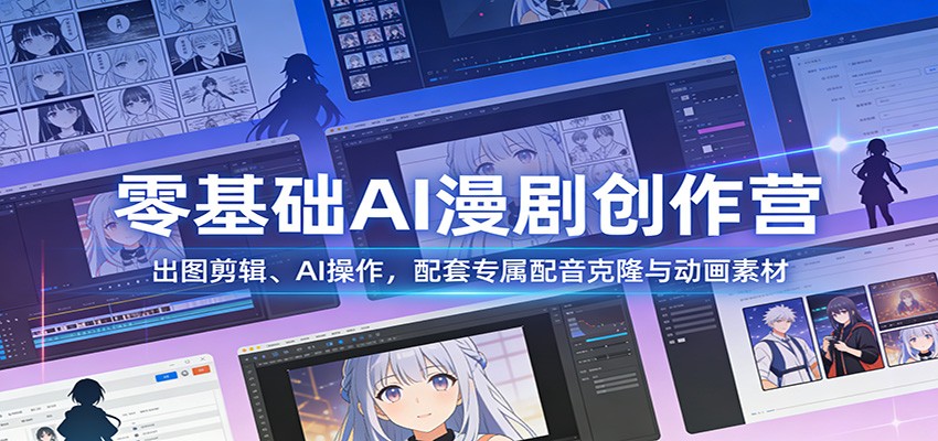 零基础AI漫剧创作营：出图剪辑、AI操作，配套专属配音克隆与动画素材-小鹏项目网