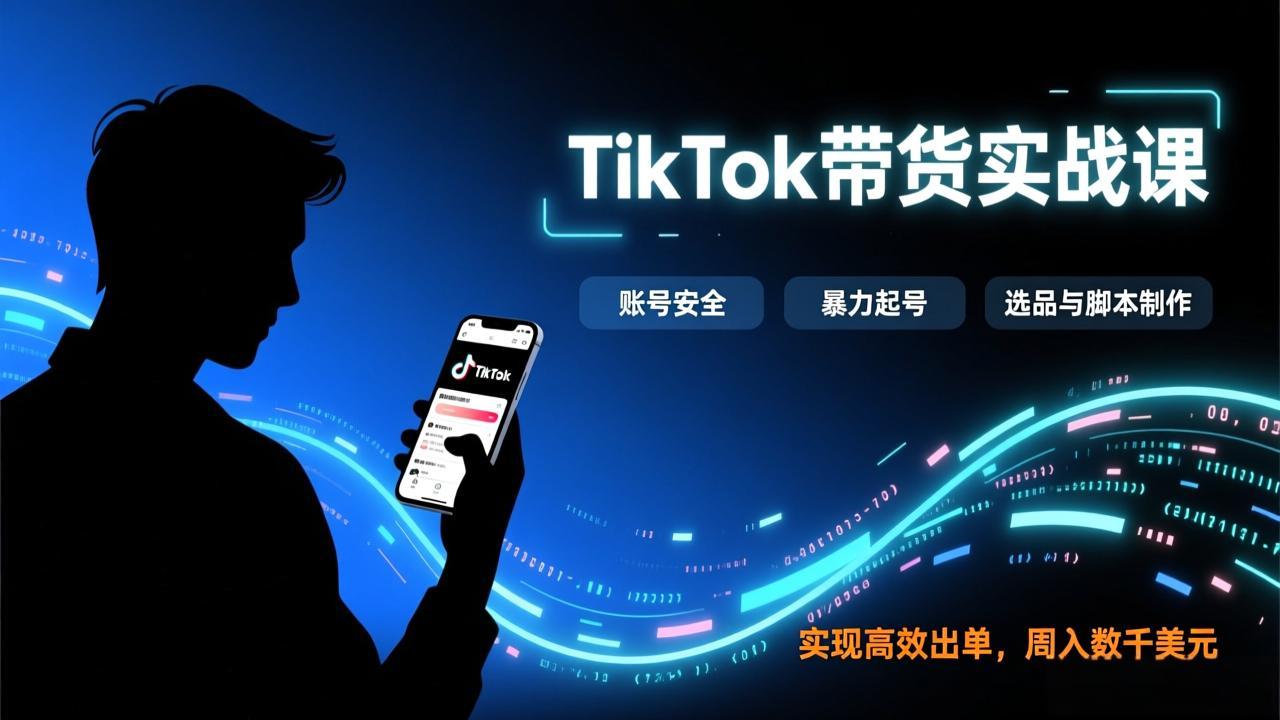 TikTok带货实战课，涵盖账号安全、暴力起号、选品与脚本制作，实现高效出单，周入数千美元-小鹏项目网