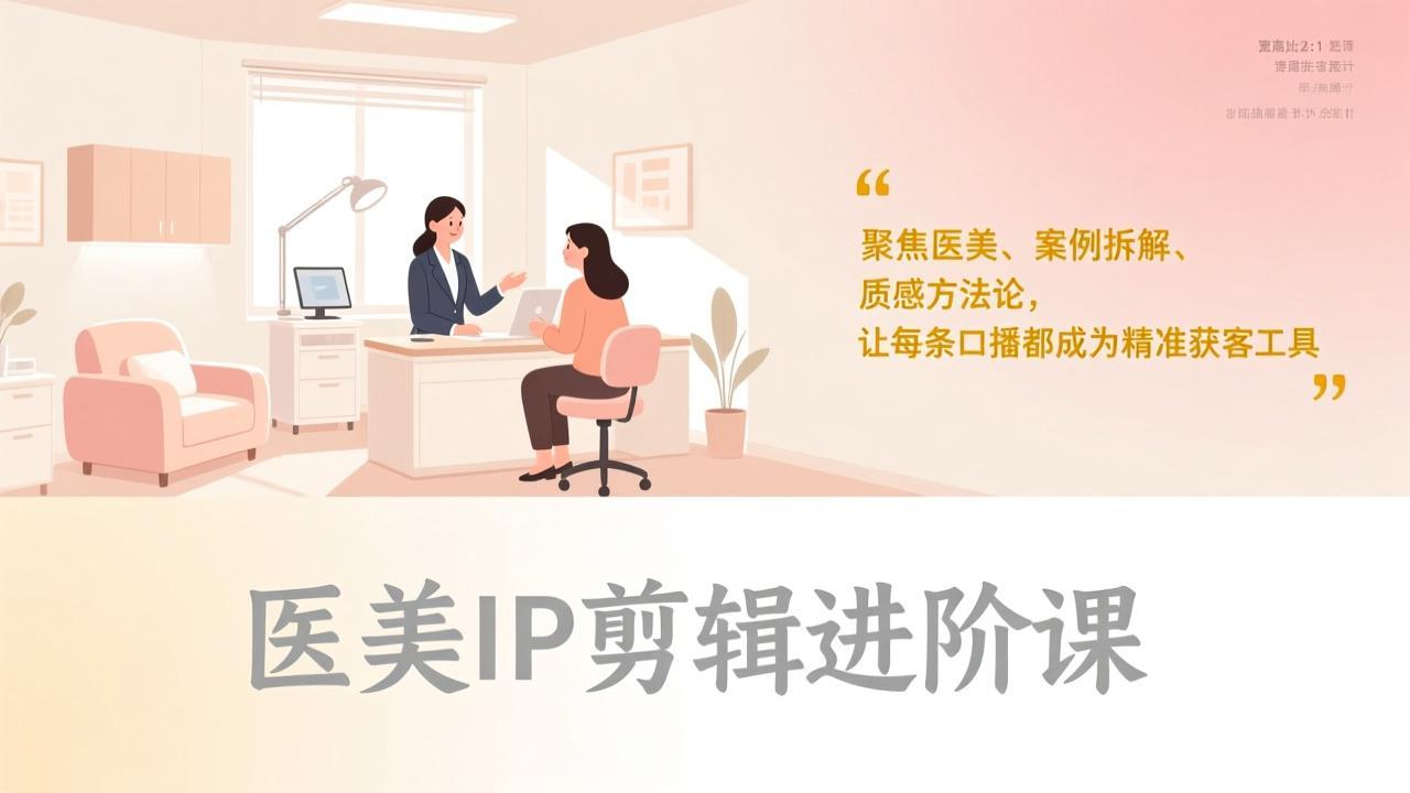医美IP剪辑进阶课，聚焦医美、案例拆解、质感方法论，让每条口播都成为精准获客工具-小鹏项目网