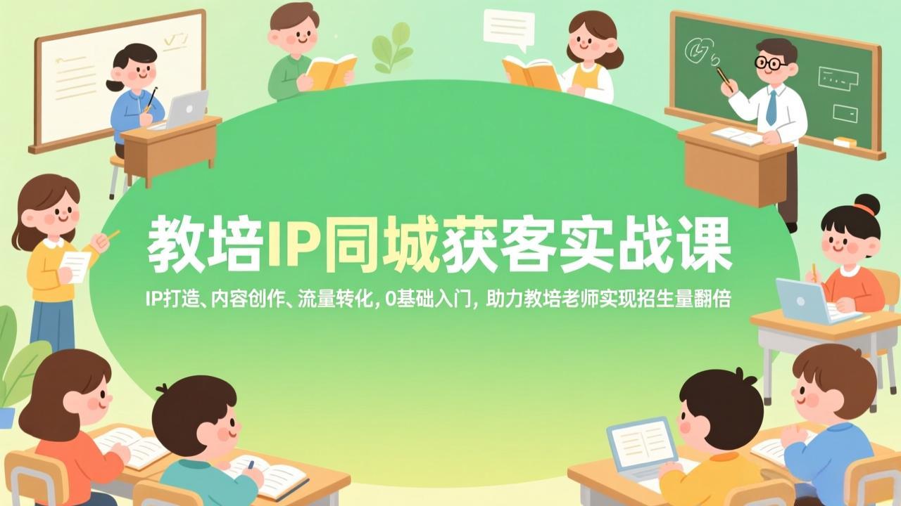教培IP同城获客实战课，IP打造、内容创作、流量转化，0基础入门，助力教培老师实现招生量翻倍-小鹏项目网