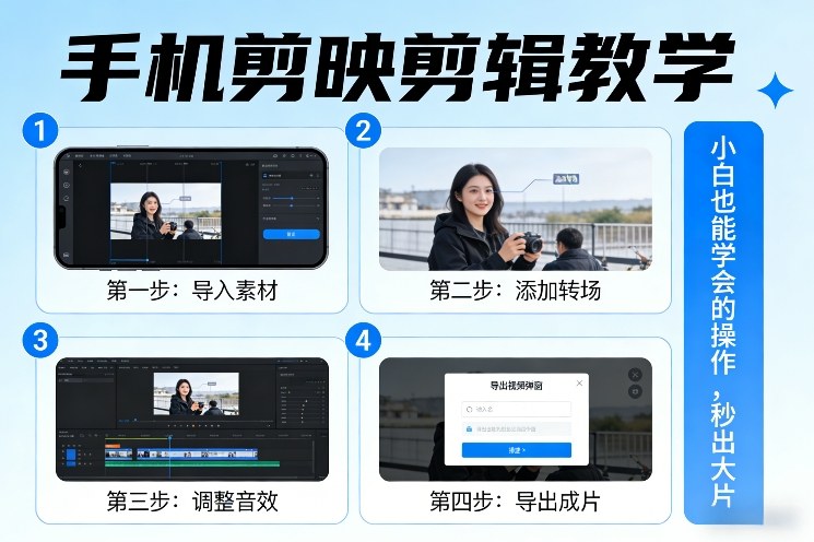 手机剪映剪辑教学，小白也能学会的操作，秒出大片-小鹏项目网