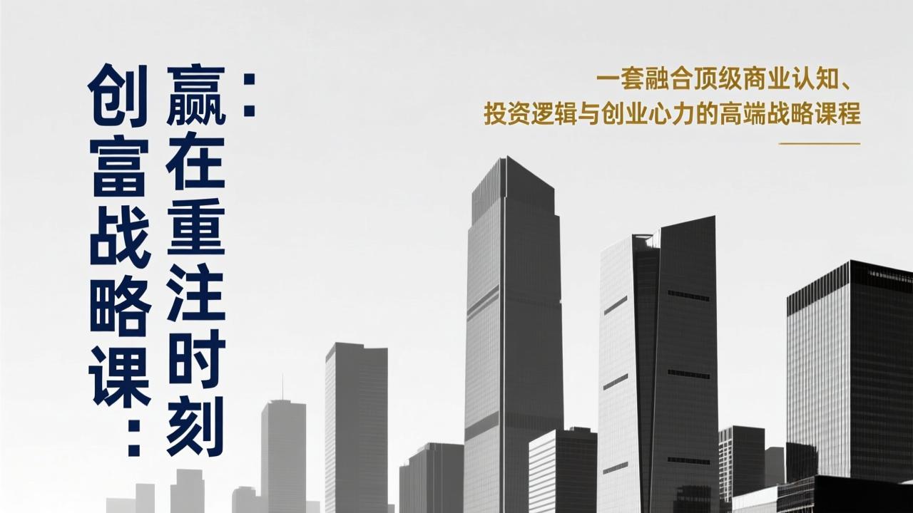 《创富战略课：赢在重注时刻》一套融合顶级商业认知、投资逻辑与创业心力的高端战略课程-小鹏项目网