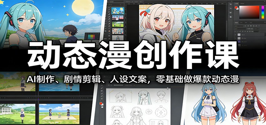 动态漫创作课：AI制作、剧情剪辑、人设文案，零基础做爆款动态漫-小鹏项目网