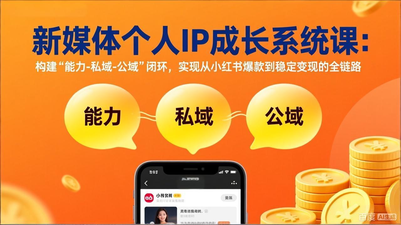 新媒体个人IP成长系统课-更新：构建“能力-私域-公域”闭环，实现从小红书爆款到稳定变现-小鹏项目网