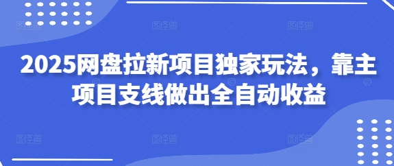 2025网盘拉新项目独家玩法，靠主项目支线做出全自动收益-小鹏项目网