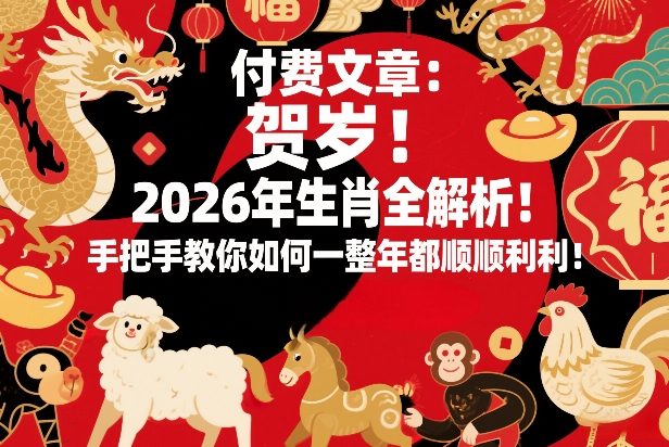 付费文章：贺岁！2026年生肖全解析！手把手教你如何一整年都顺顺利利！-小鹏项目网