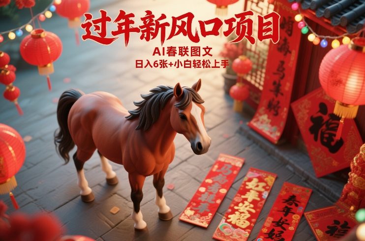 过年新风口项目，用ai春联图文，日入6张+小白轻松上手【揭秘】-小鹏项目网
