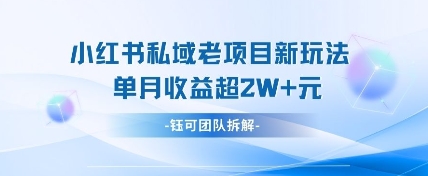 小红书私域项目新玩法，单月变现过W+-小鹏项目网