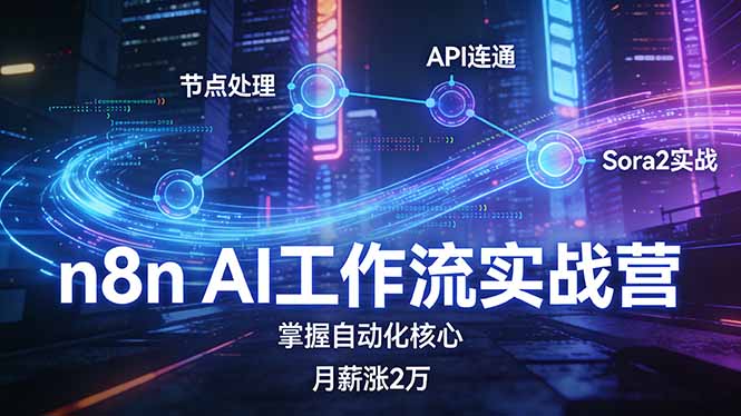 n8n AI工作流实战营，节点处理+API连通+Sora2实战，掌握自动化核心月薪涨2万-小鹏项目网