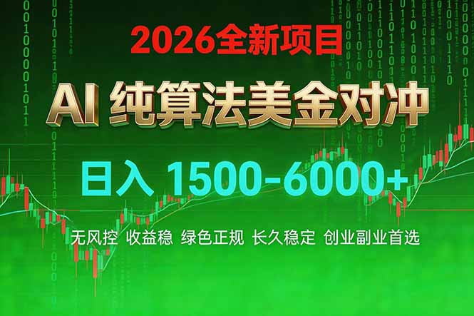 2026 全新美金对冲项目，不套平台赠金，不封号，纯算法对冲，日入 1500-6000+-小鹏项目网