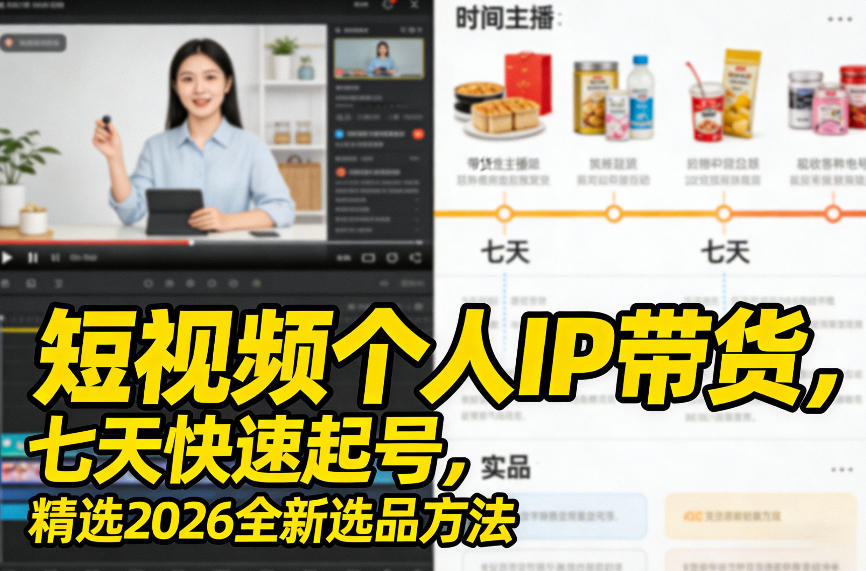 短视频个人IP带货，七天快速起号，精选2026全新选品方法-小鹏项目网
