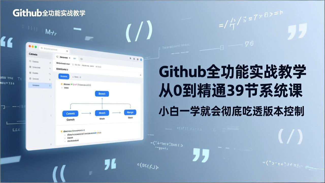 GitHub-全功能实战教学，从0到精通39节系统课，小白一学就会彻底吃透版本控制-小鹏项目网