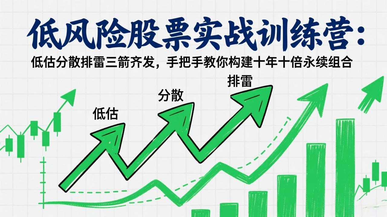 低风险股票实战训练营：低估分散排雷三箭齐发，手把手教你构建十年十倍永续组合-小鹏项目网