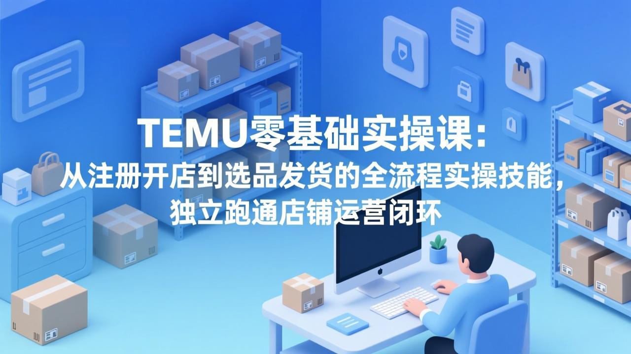 TEMU零基础实操课：从注册开店到选品发货的全流程实操技能，独立跑通店铺运营闭环-小鹏项目网