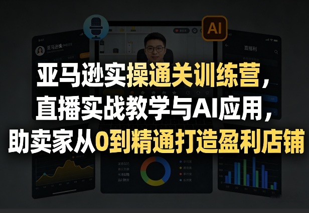 亚马逊实操通关训练营，直播实战教学与AI应用，助卖家从0到精通打造盈利店铺(更新3月)-小鹏项目网