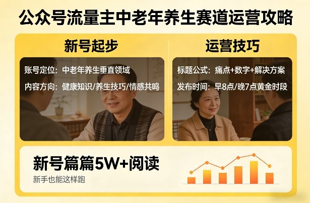 公众号流量主中老年养生赛道，新号篇篇5W+阅读，新手也能这样跑-小鹏项目网