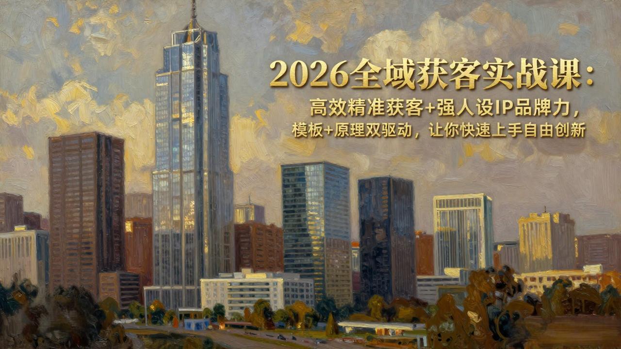 2026全域获客实战课：高效精准获客+强人设IP品牌力，模板+原理双驱动，让你快速上手自由创新-小鹏项目网