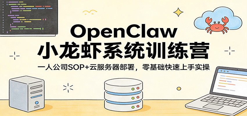 OpenClaw小龙虾系统训练营：一人公司SOP，云服务器部署，零基础快速上手实操-小鹏项目网
