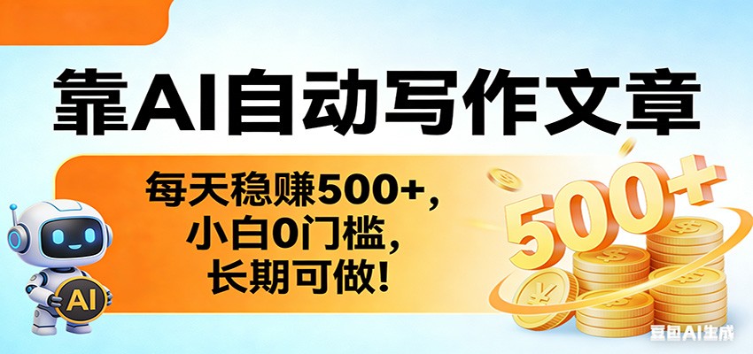 靠AI自动写作文章，每天稳赚500+，小白0门槛，长期可做！-小鹏项目网