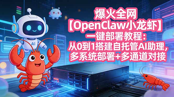 爆火全网【OpenClaw 小龙虾】一键部署教程：从0到1搭建自托管AI助理，多系统部署+多通道对接-小鹏项目网