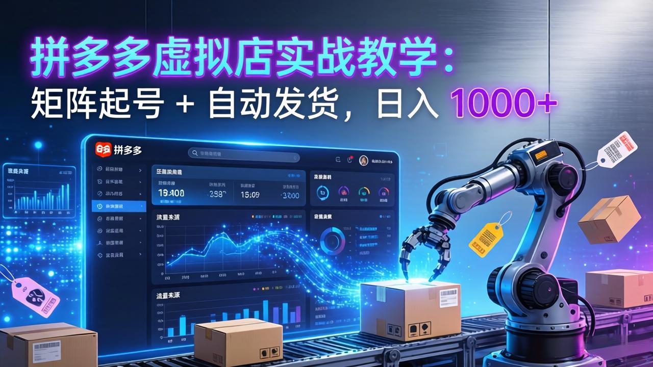 拼多多虚拟店实战教学：矩阵起号 + 自动发货，日入 1000+-小鹏项目网