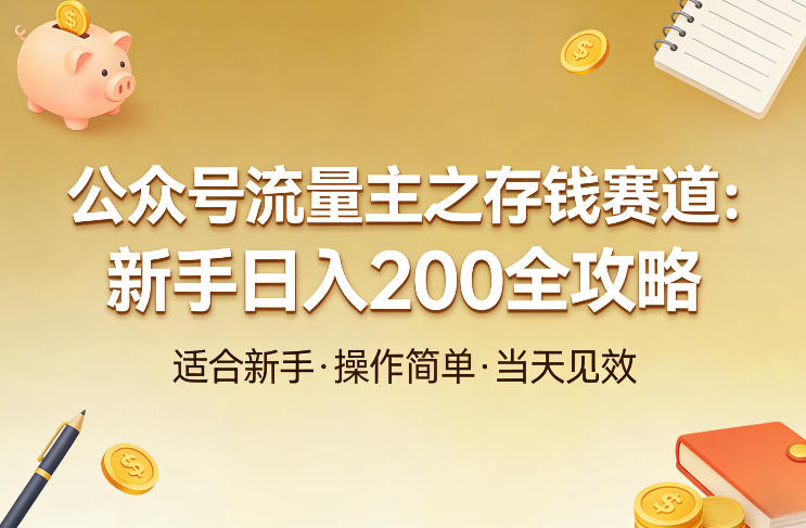 公众号流量主之存钱赛道，贴合当下需求，适合新手，一天收益2张-小鹏项目网