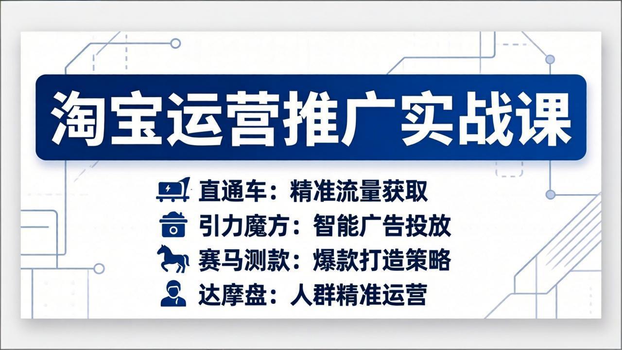 淘宝运营推广实战课，直通车+引力魔方+赛马测款+达摩盘人群推广等(更新26年3月-小鹏项目网