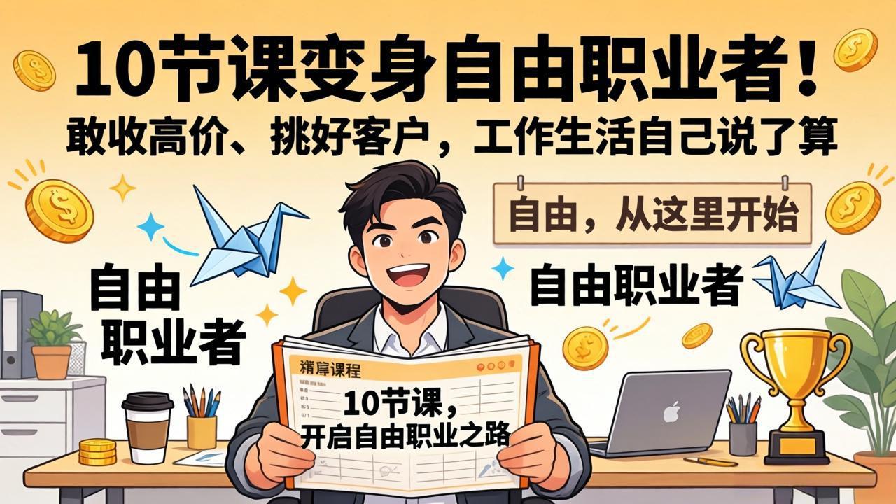 10 节课变身自由职业者！敢收高价、挑好客户，工作生活自己说了算-小鹏项目网