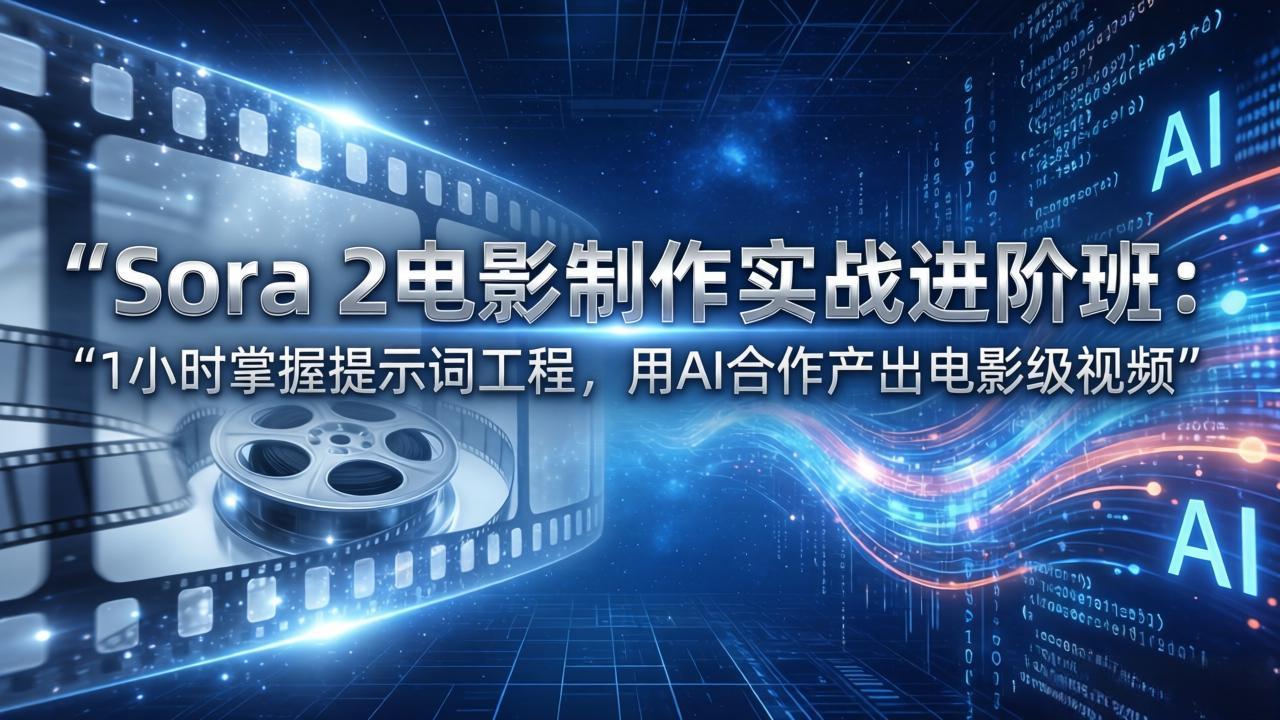 Sora 2电影制作实战进阶班：1小时掌握提示词工程，用AI合作产出电影级视频-小鹏项目网
