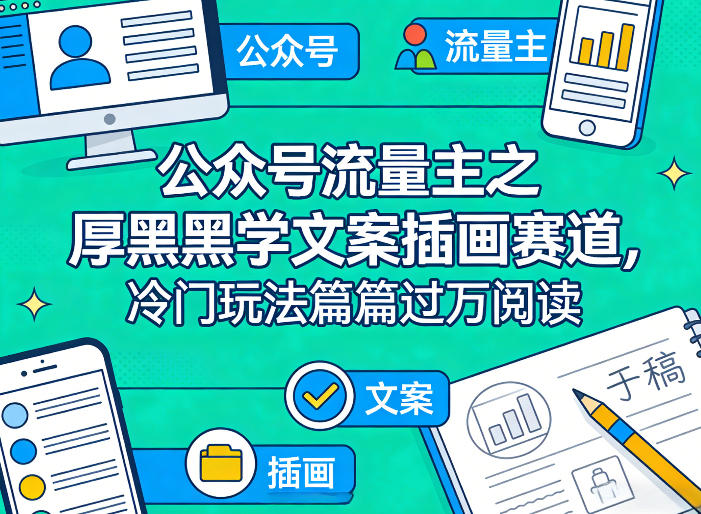 公众号流量主之厚黑学文案插画赛道，冷门玩法篇篇过万阅读-小鹏项目网