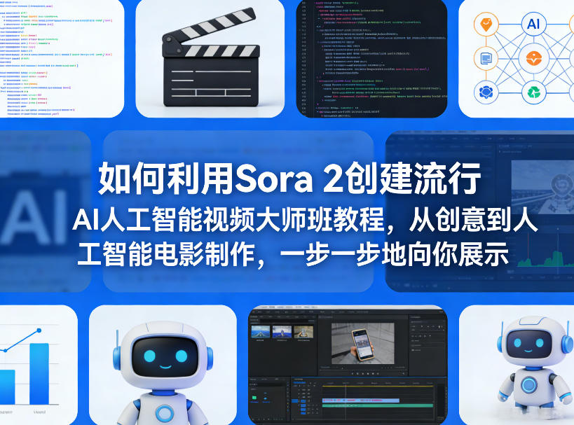 如何利用Sora 2创建流行AI人工智能视频大师班教程，从创意到人工智能电影制作，一步一步地向你展示-小鹏项目网