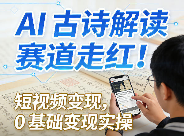 AI古诗解读赛道走红！短视频变现，0基础变现实操-小鹏项目网
