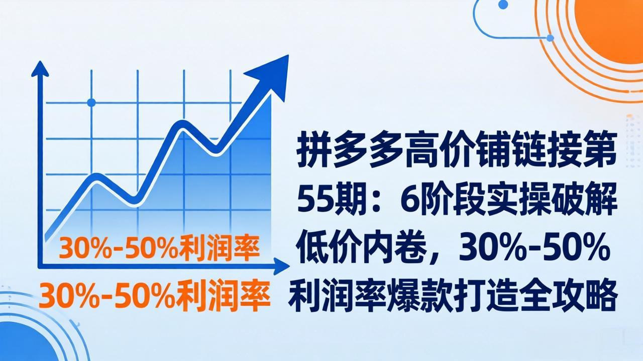 拼多多高价铺链接第55期：6阶段实操破解低价内卷，30%-50%利润率爆款打造全攻略-小鹏项目网