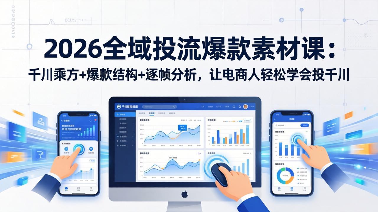 2026全域投流爆款素材课：千川乘方+爆款结构+逐帧分析，让电商人轻松学会投千川-小鹏项目网