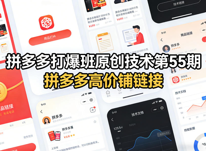拼多多打爆班原创技术第55期，拼多多高价铺链接-小鹏项目网