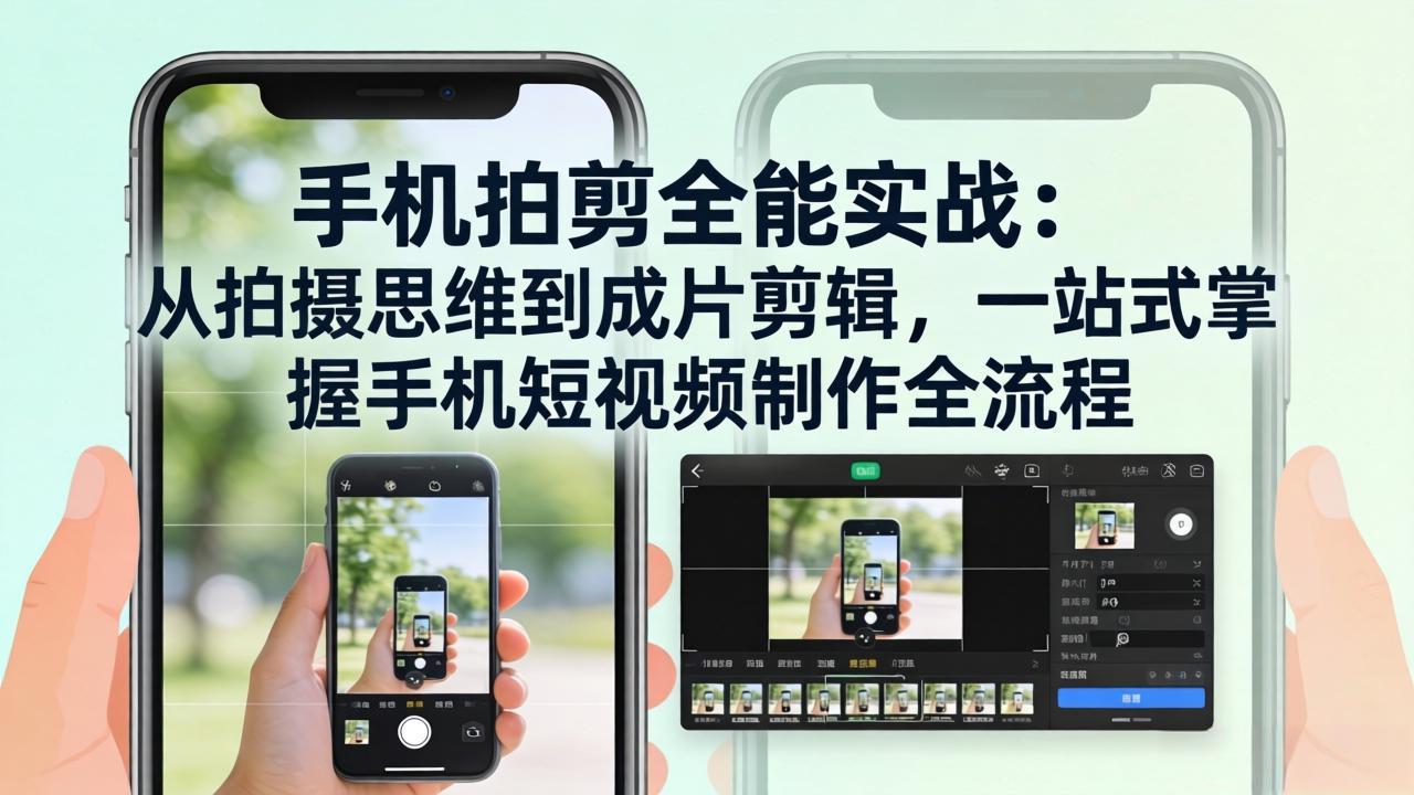 手机拍剪全能实战：从拍摄思维到成片剪辑，一站式掌握手机短视频制作全流程-小鹏项目网