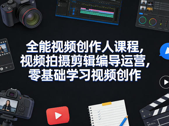 全能视频创作人课程，视频拍摄剪辑编导运营，零基础学习视频创作(更新2026年3月)-小鹏项目网