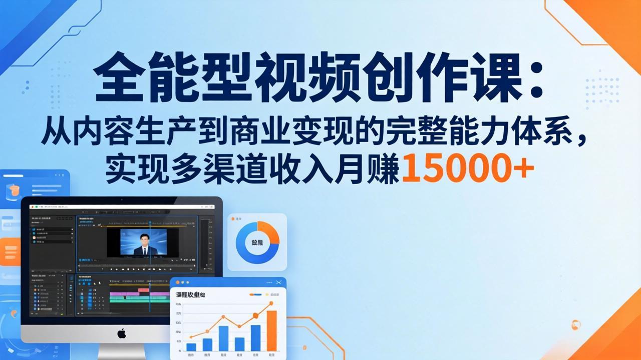 全能型视频创作课-26年3月更新：从内容生产到商业变现的完整能力体系，多渠道收入月赚15000+-小鹏项目网