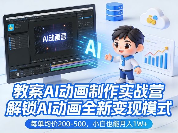 教案AI动画制作实战营，解锁AI动画全新变现模式，每单均价200-500，小白也能月入1W+-小鹏项目网