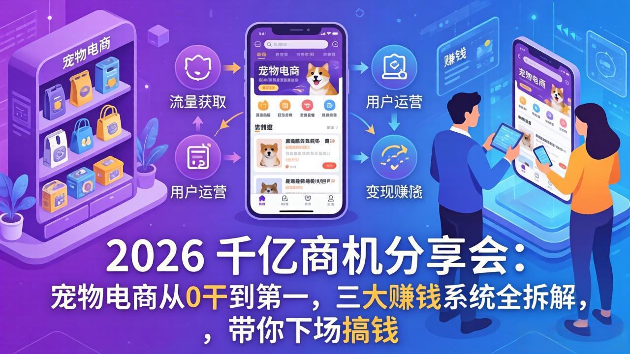 2026 千亿商机分享会：宠物电商从0干到第一，三大赚钱系统全拆解，带你下场搞钱-小鹏项目网