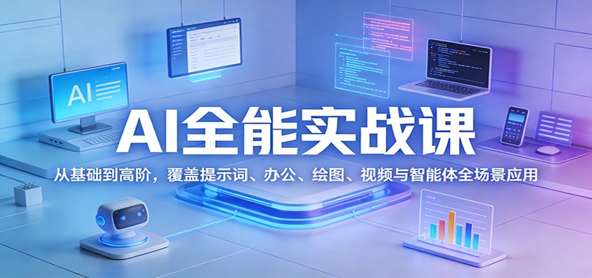 AI全能实战课：从基础到高阶，覆盖提示词、办公、绘图、视频与智能体全场景应用-小鹏项目网