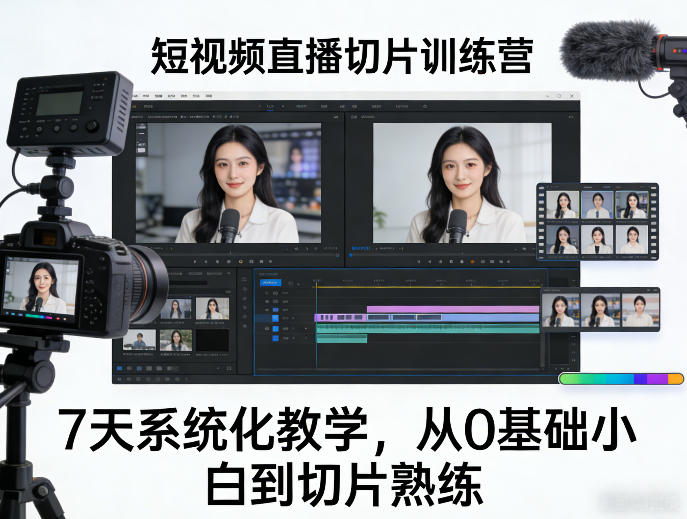 短视频直播切片训练营，7天系统化教学，从0基础小白到切片熟练-小鹏项目网