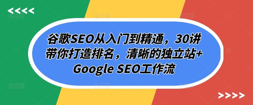 谷歌SEO从入门到精通，30讲带你打造排名，清晰的独立站+Google SEO工作流-小鹏项目网