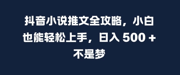 抖音小说推文全攻略，小白也能轻松上手，日入 5张+ 不是梦【揭秘】-小鹏项目网