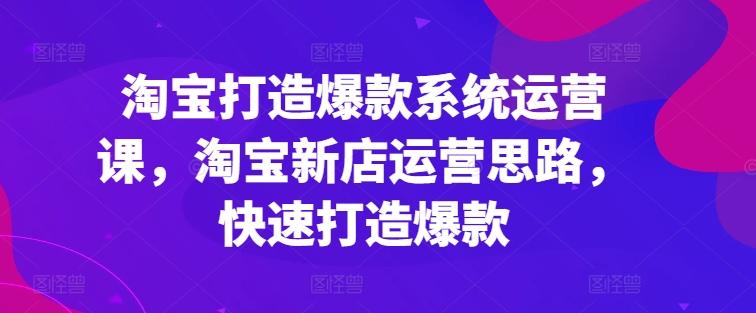 淘宝打造爆款系统运营课，淘宝新店运营思路，快速打造爆款-小鹏项目网