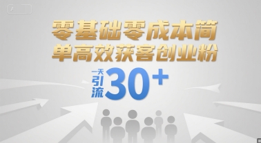 零基础零成本简单高效获客创业粉，一天引流30+-小鹏项目网