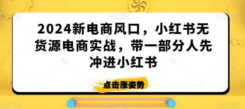 2024新电商风口，小红书无货源电商实战，带一部分人先冲进小红书-小鹏项目网