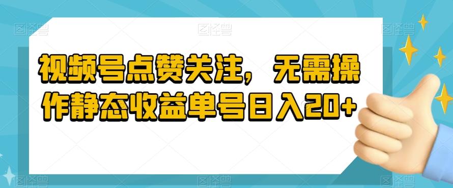 视频号点赞关注，无需操作静态收益单号日入20+-小鹏项目网