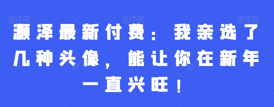 灏泽最新付费：我亲选了几种头像，能让你在新年一直兴旺！-小鹏项目网